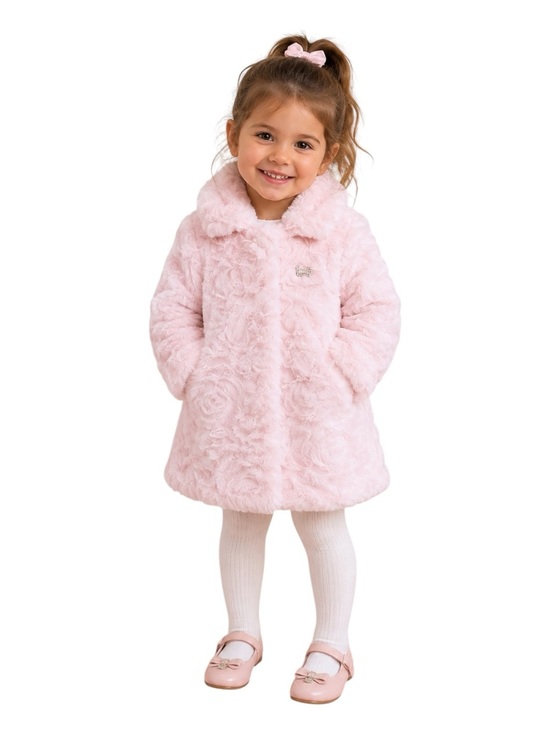 Juicy Couture Other - Juicy Couture Toddler Faux Fur Coat Pink Rosette Plush Glam Princess Jacket 3T